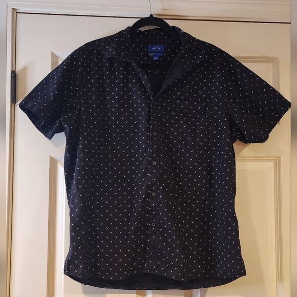 Apt 9 men's black and white small guitar print button up shirt XL - Picture 1 of 4